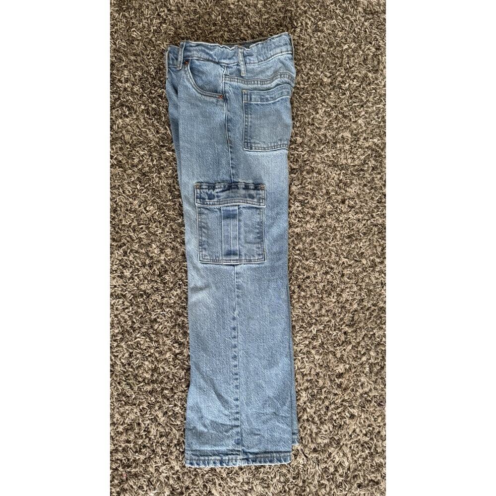 Levi’s Girls Wide Leg Cargo Jeans Pants Size 7 Elastic Waist Baggy Style